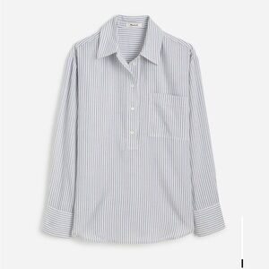 Madewell Blue and White Striped Button-Down Popover Shirt. Oversized fit. NWT!